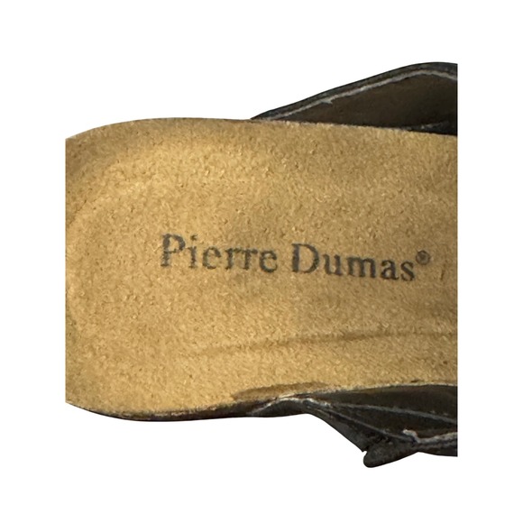 LIKE NEW Pierre Dumas Black Platform Wedge Sandals Toe Loop Slide Shoes Womens 7 - Picture 7 of 7